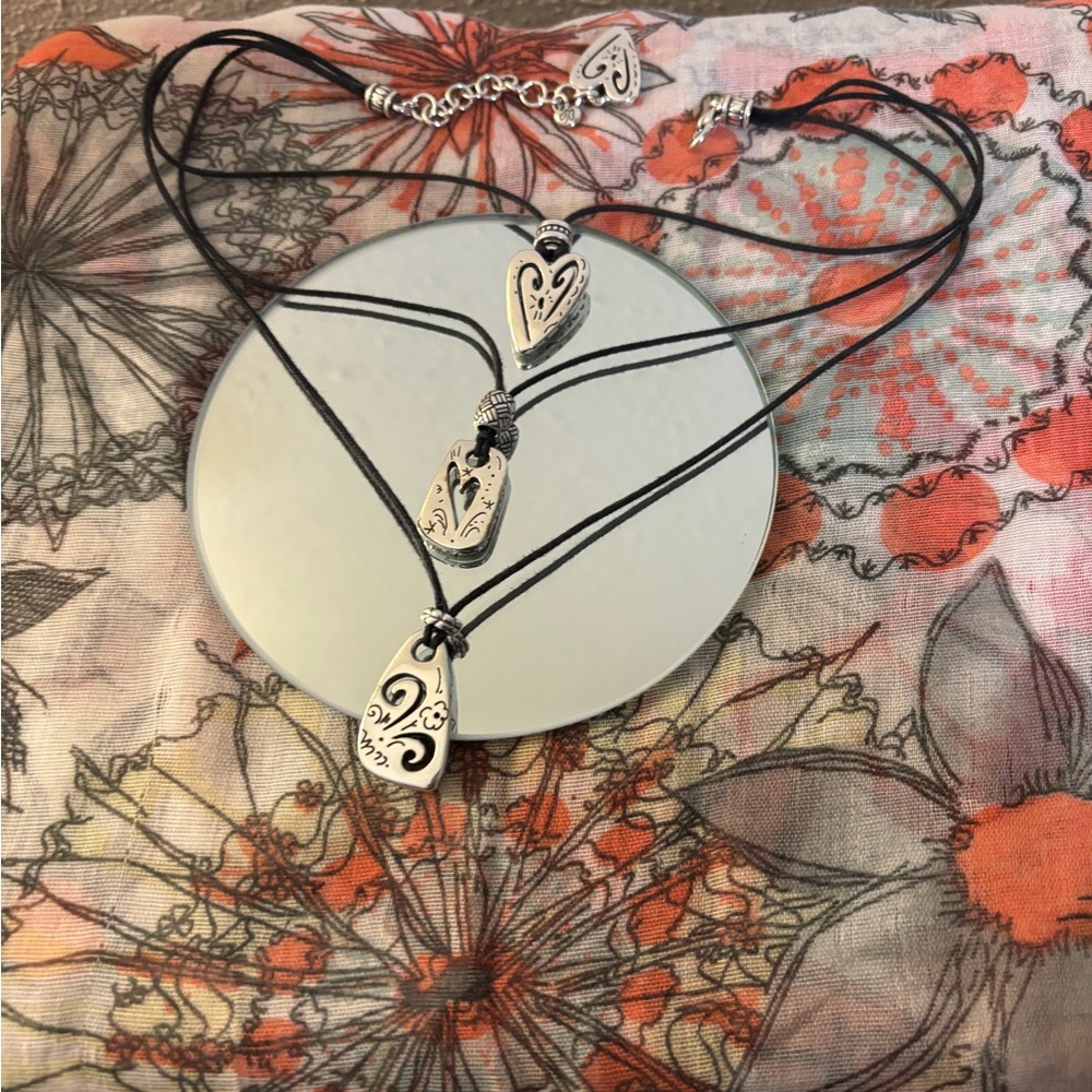 Brighton Brazilian Heart Silver Heart Trio Necklace